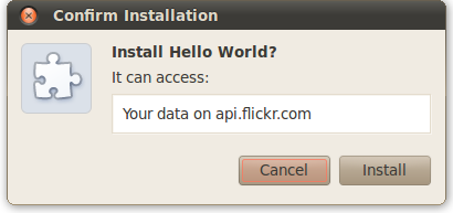 Permission warning: 'It can access: Your data on api.flickr.com'