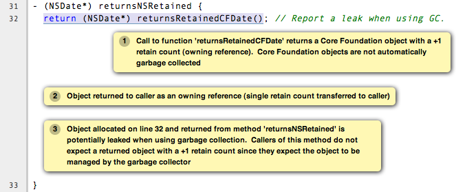 example returns retained gc